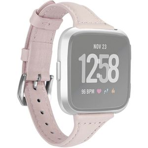 For Fitbit Versa 2 Smart Watch Genuine Leather Wrist Strap Watchband  Shrink Version(Pink)