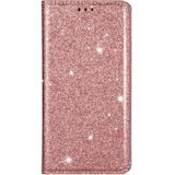 For Samsung Galaxy J6+ Ultrathin Glitter Magnetic Horizontal Flip Leather Case with Holder & Card Slots(Rose Gold)