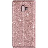 For Samsung Galaxy J6+ Ultrathin Glitter Magnetic Horizontal Flip Leather Case with Holder & Card Slots(Rose Gold)