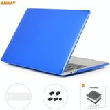 ENKAY 3 in 1 Crystal Laptop Beschermhoes + EU Versie TPU Keyboard Film + Anti-dust Pluggen Set voor MacBook Pro 15.4 inch A1707 & A1990 (met Touch Bar)(Donkerblauw)