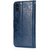 Crazy Horse Texture Detachable Magnetic Back Cover Horizontal Flip Leather Case with Holder & Card Slots & Photo Frame & Wallet For iPhone X / XS(Blue)