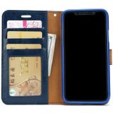 Crazy Horse Texture Detachable Magnetic Back Cover Horizontal Flip Leather Case with Holder & Card Slots & Photo Frame & Wallet For iPhone X / XS(Blue)