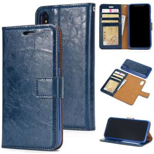 Crazy Horse Texture Detachable Magnetic Back Cover Horizontal Flip Leather Case with Holder & Card Slots & Photo Frame & Wallet For iPhone X / XS(Blue)