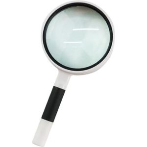 3 PCS Hand-Held Reading Magnifier Glass Lens Anti-Skid Handle Old Man Reading Repair Identification Magnifying Glass  Specification: 85mm 10 Times (Black White)