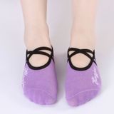 1 Pair Sports Yoga Socks Slipper for Women Anti Slip Lady Damping Bandage Pilates Sock  Style:Crossed and lace-up(Light Purple)