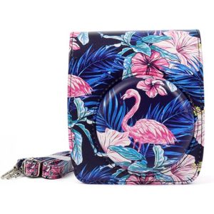 Flamingo Pattern PU Leather Protective Camera Case Bag For FUJIFILM Instax Mini90 Camera