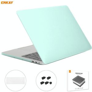 ENKAY 3 in 1 Matte Laptop Protective Case + US Version TPU Keyboard Film + Anti-dust Plugs Set for MacBook Pro 13.3 inch A1708 (without Touch Bar)(Green)