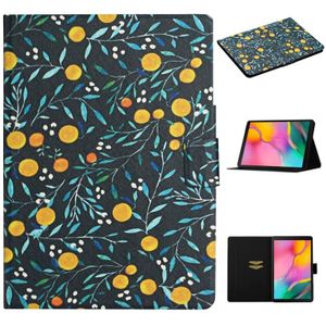 For Samsung Galaxy Tab A 10.1 (2019) Flower Pattern Horizontal Flip Leather Case with Card Slots & Holder(Yellow Fruit)