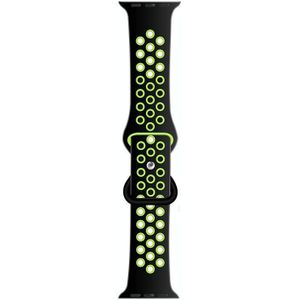 Butterfly Buckle Dual-tone Liquid Silicone Replacement Watchband For Apple Watch Series 7 & 6 & SE & 5 & 4 44mm  / 3 & 2 & 1 42mm(Black+Yellow)