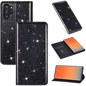 For Samsung Galaxy Note 10 Plus Ultrathin Glitter Magnetic Horizontal Flip Leather Case with Holder & Card Slots(Black)