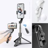 L08 Adjustable Gimbal Stabilize Bluetooth Self-timer Pole Tripod Selfie Stick (White)