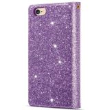 For iPhone 6 Plus / 6s Plus Multi-card Slots Starry Sky Laser Carving Glitter Zipper Horizontal Flip Leather Case with Holder & Wallet & Lanyard(Purple)