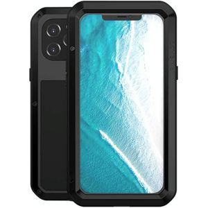 LOVE MEI Metal Shockproof Waterproof Dustproof Protective Case For iPhone 12 Pro Max(Black)