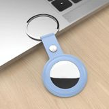 PU Leather Case Shockproof Anti-scratch Protective Cover with Keychain Ring Loop For AirTag(Light Blue)