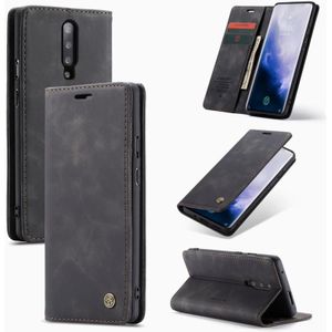 CaseMe-013 multi-functionele retro Frosted horizontale Flip lederen draagtas met kaartsleuf & houder & portemonnee voor OnePlus 7 Pro (zwart)