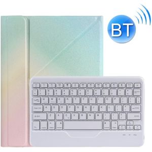 B07 Splittable Bluetooth Keyboard Leather Case with Triangle Holder & Pen Slot For iPad 9.7 2018 & 2017 / Pro 9.7 / Air 2(Gradient Rainbow)