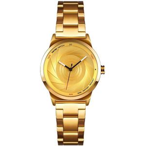 SKMEI 9210 Ladies Business Watch Simple 3D Dial Quartz Watch(Gold)