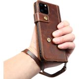 For iPhone 11 Pro Denior Oil Wax Cowhide DK Magnetic Button Horizontal Flip Leather Case with Holder & Card Slots & Wallet(Brown)