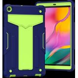 For Samsung Galaxy Tab A10.1 (2019) T510 T-shaped Bracket Contrast Color Shockproof PC + Silicone Flat Protective Case(Navy+Green)