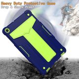 For Samsung Galaxy Tab A10.1 (2019) T510 T-shaped Bracket Contrast Color Shockproof PC + Silicone Flat Protective Case(Navy+Green)