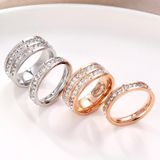 2 PCS Girls Simple Titanium Steel Diamond Ring  Size: US Size 5(Single Row Rose Gold)