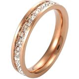 2 PCS Girls Simple Titanium Steel Diamond Ring  Size: US Size 5(Single Row Rose Gold)