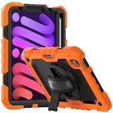 Shockproof  Silicone + PC Protective Case with Holder & Shoulder Strap & Pen Slot For iPad mini 6(Black + Orange)