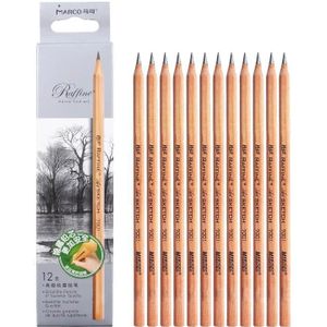 2 Boxes Marco 7001 Sketch Pencil Children Original Wooden Word Learning Stationery Art Calligraphy Drawing Pencil  Lead hardness: 7B