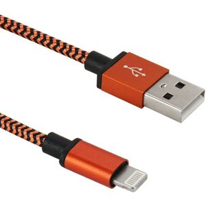 1m Current Can Pass 2A Woven Style USB Sync Data / Charging Cable  For iPhone XR / iPhone XS MAX / iPhone X & XS / iPhone 8 & 8 Plus / iPhone 7 & 7 Plus / iPhone 6 & 6s & 6 Plus & 6s Plus / iPad(Orange)