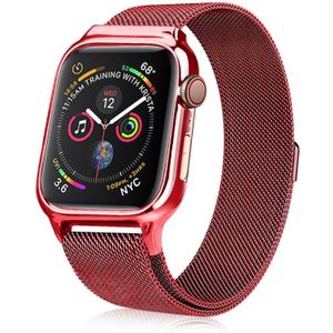 Milanese lus magnetische roestvrijstalen horlogeband met frame voor Apple Watch Series 4 44mm