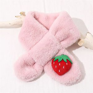 Strawberry+Pink Children Winter Plush Warm Scarf  Size:75 x 10cm