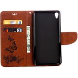 For Sony Xperia XA Ultra Butterflies Embossing Horizontal Flip Leather Case with Holder & Card Slots & Wallet & Lanyard(Brown)