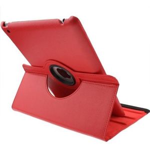 360 graden draaiend PU lederen hoesje met slaap / wekker functie & houder voor New iPad (iPad 3) / iPad 2  rood(rood)