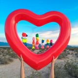 Love Heart Shaped Inflatable Floating Swimming Safety Pool Ring  Inflated Size: 120cm x 100cm (Red)