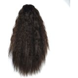 Natural Retro Short Curly Hair Clip-on Corn Blanching Horsetail Wig (Black Brown)