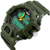 SKMEI 1029 Multifunctional Men Outdoor Sports Noctilucent Waterproof Double Display Watch(Army Green)