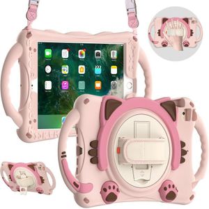 Cute Cat King Kids Shockproof EVA Protective Case with Holder & Shoulder Strap & Handle For iPad mini 5 / 4 / 3 / 2 /1(Pink)