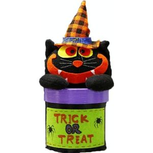2 PCS Halloween Candy Jar Gift Box Shopping Mall Kindergarten Decoration  Style:Round Box(Big Mouth Cat )