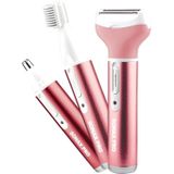 220V 3 In 1  Water Proof Rechargeable Vibrissa Eyebrows Trimmer Body Hair Denuding Machine Set  EU Plug(Pink)