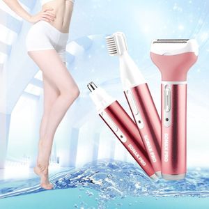 220V 3 In 1  Water Proof Rechargeable Vibrissa Eyebrows Trimmer Body Hair Denuding Machine Set  EU Plug(Pink)