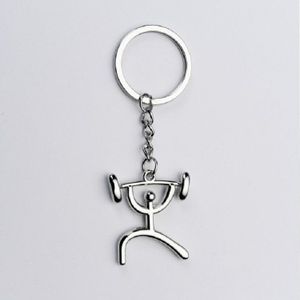 3 PCS Creative Metal Sport Shape Keychain Bag Pendant Small Gift  Style:Weight Lifting(Bright Nickel)
