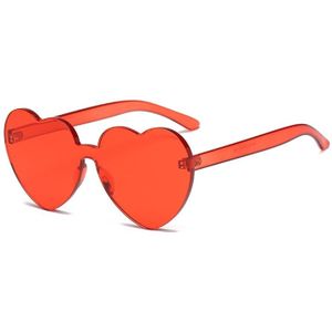 Heart Shape Rimless UV400 Sunglasses for Women(Dark Red)