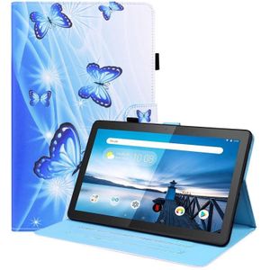 For Lenovo M10 FHD REL TB-X605FC / TB-X605LC Animal Pattern Horizontal Flip Leather Case with Holder & Card Slots & Photo Frame(Blue Butterfly)