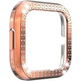 For Fitbit versa 2 PC Double-row Diamond-encrusted Protective Shell(Rose gold)