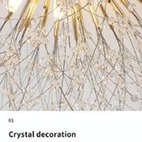 Bedroom Crystal Ceiling Lamp Creative Dandelion Living Room Lamp Dining Room Lamp  Style:Golden (70x38cm  8 Heads)(Warm Light)