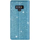 For Samsung Galaxy Note 9 Ultrathin Glitter Magnetic Horizontal Flip Leather Case with Holder & Card Slots(Sky Blue)