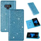 For Samsung Galaxy Note 9 Ultrathin Glitter Magnetic Horizontal Flip Leather Case with Holder & Card Slots(Sky Blue)