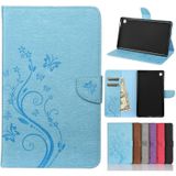 For Samsung Galaxy Tab A7 Lite / T220 Butterfly Flower Embossing Pattern Horizontal Flip Leather Case with Holder & Card Slots & Wallet(Blue)