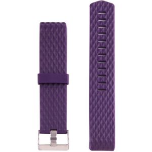 For Fitbit Charger 2 Bracelet Watch Diamond Texture TPU Watchband  Full Length: 23cm(Purple)