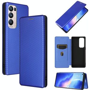 For OPPO Find X3 Neo Carbon Fiber Texture Magnetic Horizontal Flip TPU + PC + PU Leather Case with Card Slot(Blue)